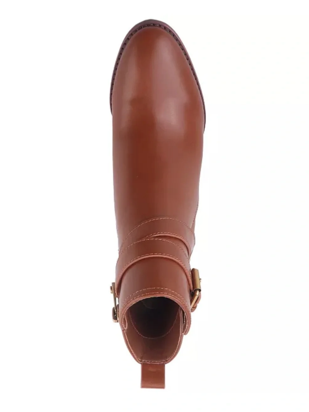 Giani Bernini Chestnut Brown Leather Block Heel Ankle Booties with Buckle